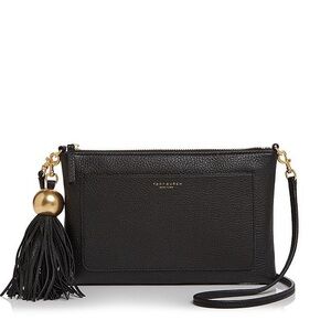 TORY BURCH Black Tassel Leather Crossbody Bag